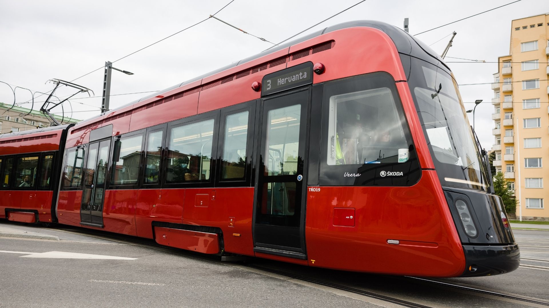 Tram manufactured by Škoda Transtech in Tampere